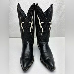 Laredo Black Western Boots with White Stitching, SZ 8 M